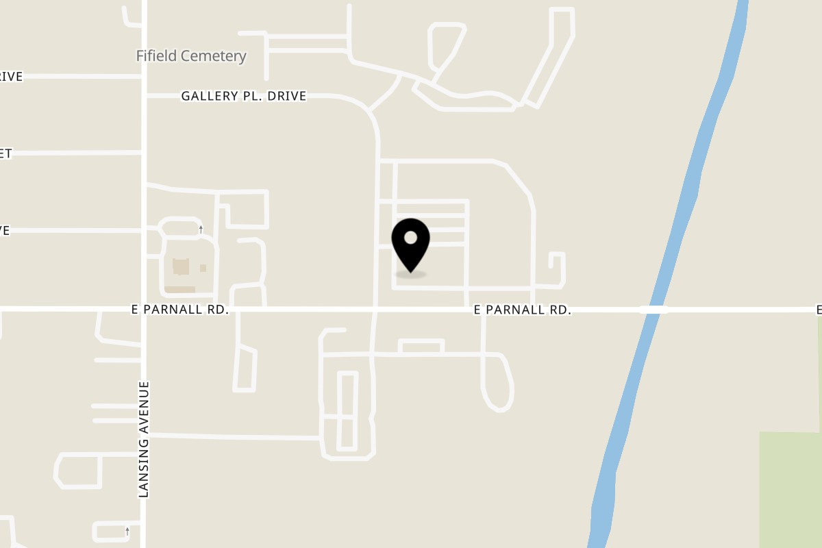 Map showing the location of Scalawags Whitefish & Chips Jackson, MI on 1200 West Parnall Road in Jackson